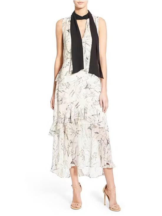 Olivia Palermo Dresses & Skirts - Olivia Palermo + Chelsea28 Tiered Floral Tie-Neck Midi/Maxi Dress Size M